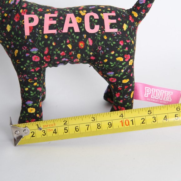 Victoria's Secret - PINK - Black Floral PEACE Collectible Plush Puppy - Picture 9 of 11